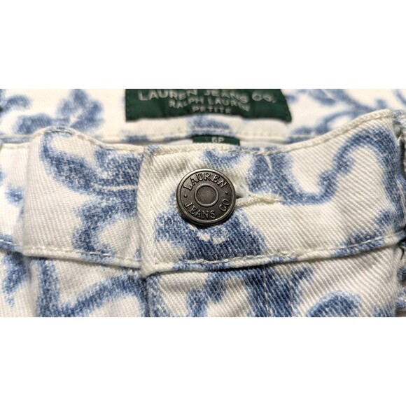 Vintage Ralph Lauren Jeans Co LRL Petite 6 Ankle Floral Jeans Blue White Zip Up - Picture 7 of 9
